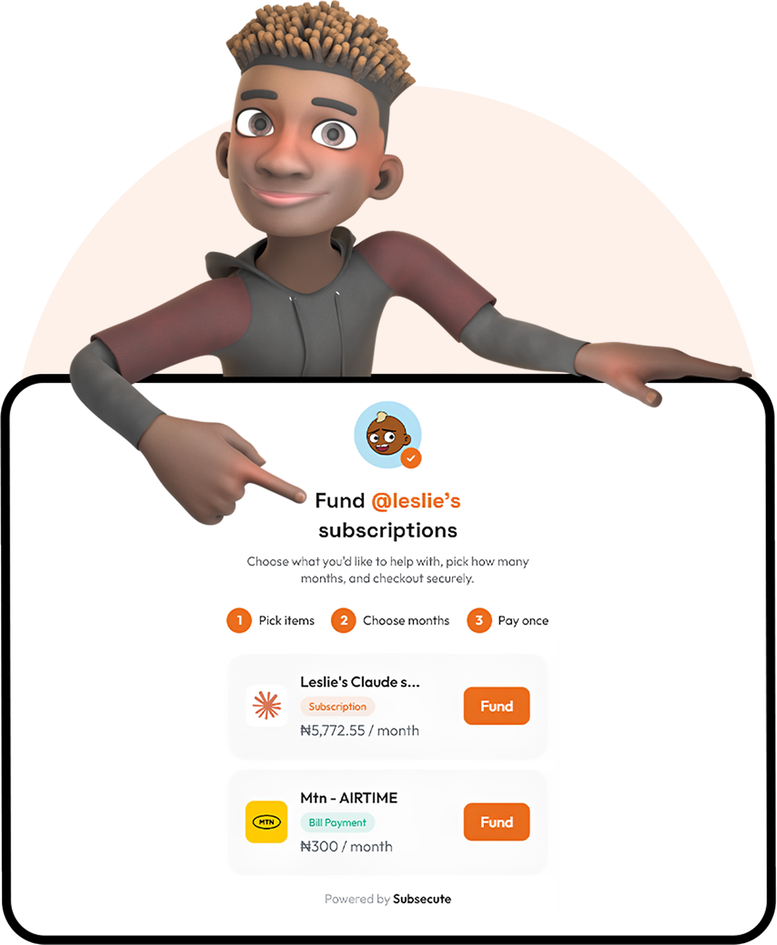 Funding someone's subscription with a shareable Pay-4-Me link